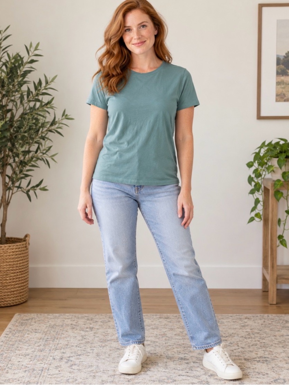 Women’s Short Sleeve Crew Neck Tee in Seafoam Green